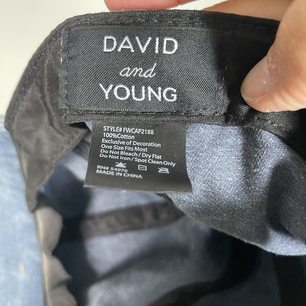 David and Young Distressed Smiley Face Graphic Hat Cap Blue Cotton One Size - Picture 7 of 7